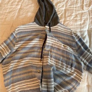 Billabong Blue and Gray Striped Hooded Jacket